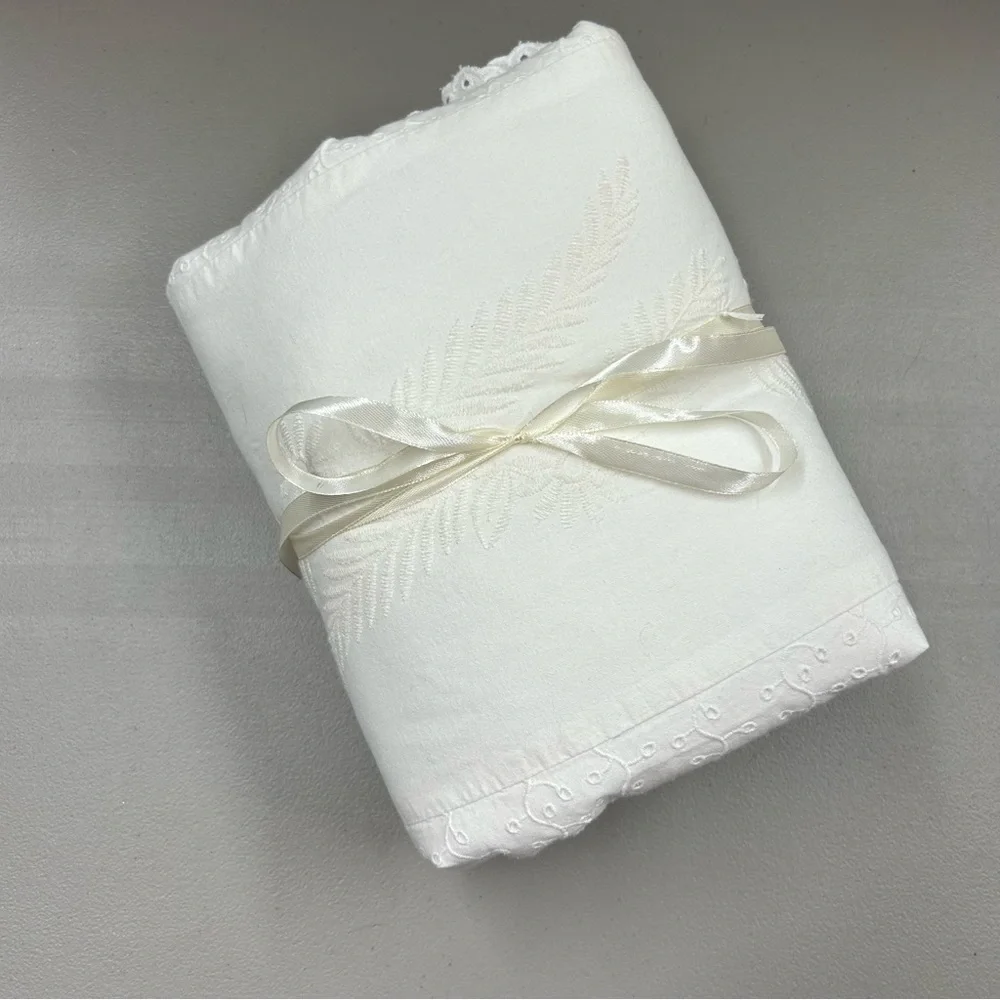 LoveShackFancy Ivory Eyelet Euro Pillow Sham Cover Ruffle Trim Floral 26